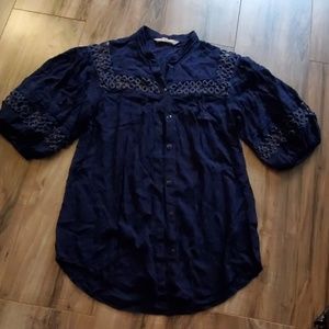 Short sleeve button-up blouse